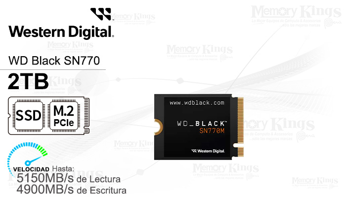 UNIDAD SSD M.2 PCIe 2TB WD BLACK SN770M