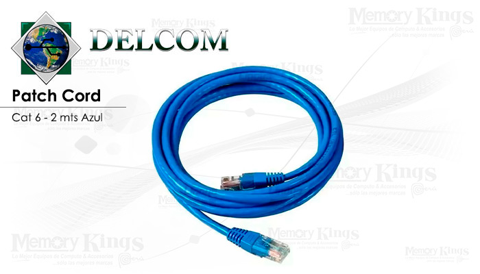 CABLE RED PATCH CORD DELCOM 2mt cat-6 Azul