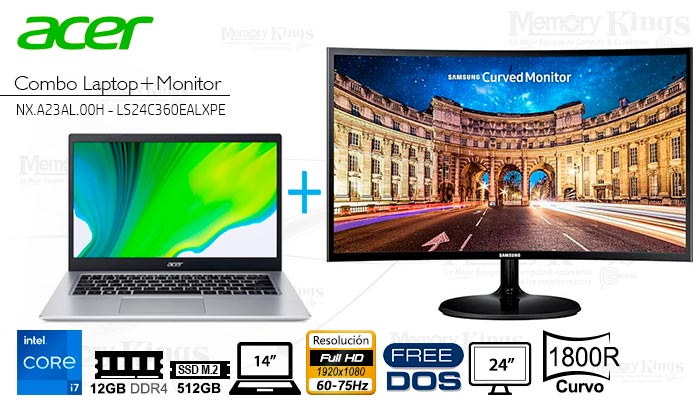 Combo - LAPTOP Core i7-1165G7 ACER + MONITOR SAMSUNG 24