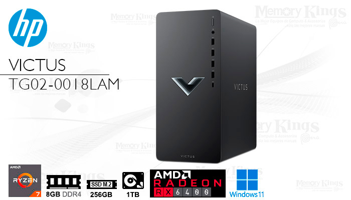 PC Ryzen 7 5700G HP VICTUS 15L GAMING TG02-0018lam 8GB|256+1TB RADEON RX 6400 4GB W11