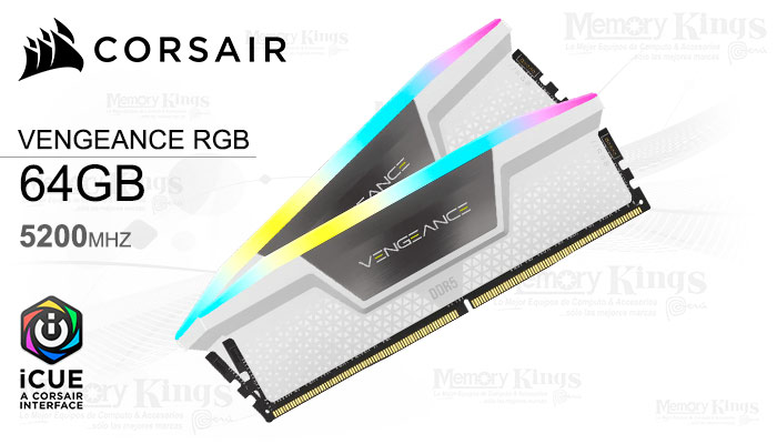 MEMORIA DDR5 64GB 5200 CL40 CORSAIR VENGEANCE RGB(2x32GB) WHITE