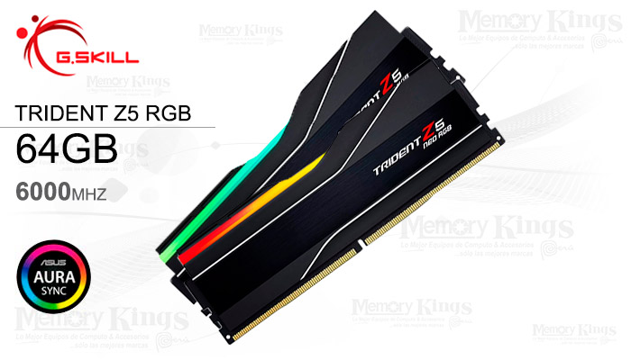 MEMORIA DDR5 64GB 6000 CL30 G.SKILL TZ5NR 2x32GB AMD EXPO RGB DUAL CHANNEL BLACK