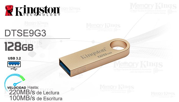MEMORIA USB 128GB KINGSTON DT SE9 G3 metal gold
