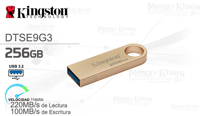 MEMORIA USB 256GB KINGSTON DT SE9 G3 metal gold