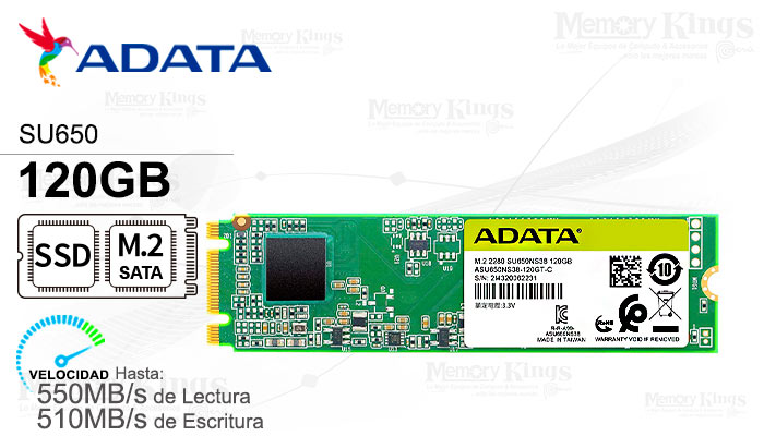 UNIDAD SSD M.2 SATA 120GB ADATA SU650 ultimate
