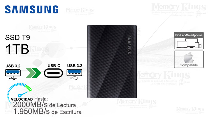 UNIDAD SSD USB 1TB SAMSUNG T9 BLACK