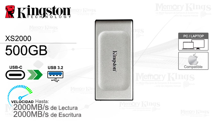 UNIDAD SSD USB-C|USB 500GB KINGSTON XS2000