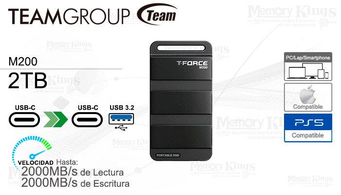 UNIDAD SSD USB-C|USB 2TB TEAMGROUP T-FORCE M200