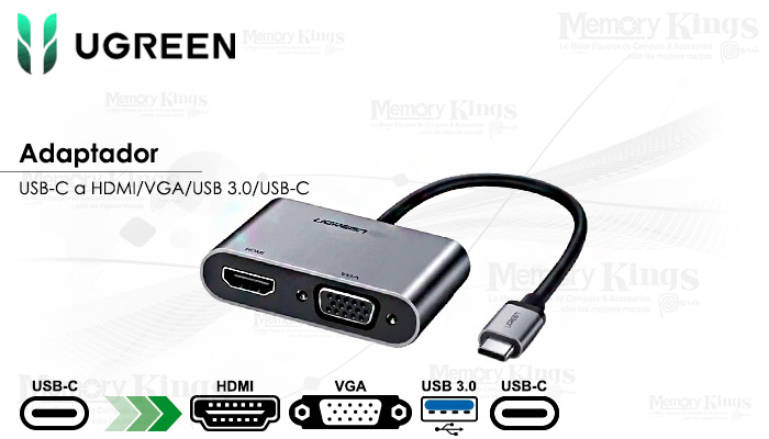 ADAPTADOR USB-C a HDMi|VGA|USB|USB-C UGREEN CM162