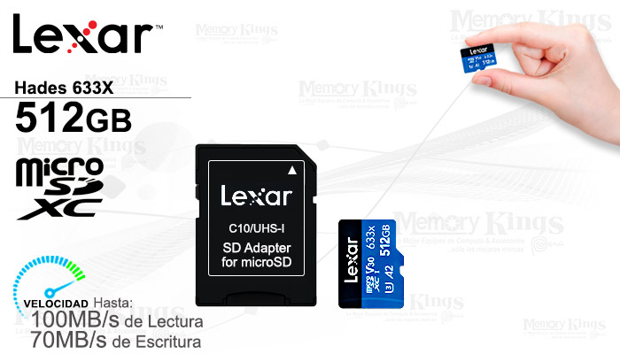 MEMORIA micro SD 512GB LEXAR HADES 633X SERIE BLUE