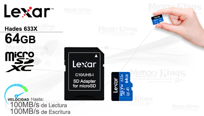 MEMORIA micro SD 64GB LEXAR HADES 633X SERIE BLUE