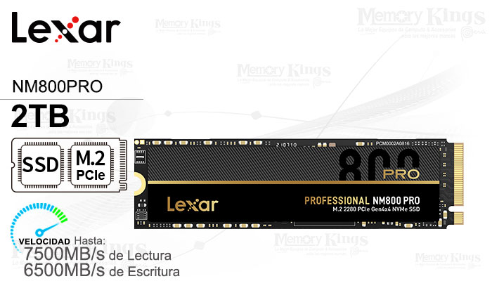 UNIDAD SSD M.2 PCIe 2TB LEXAR NM800PRO Profesional