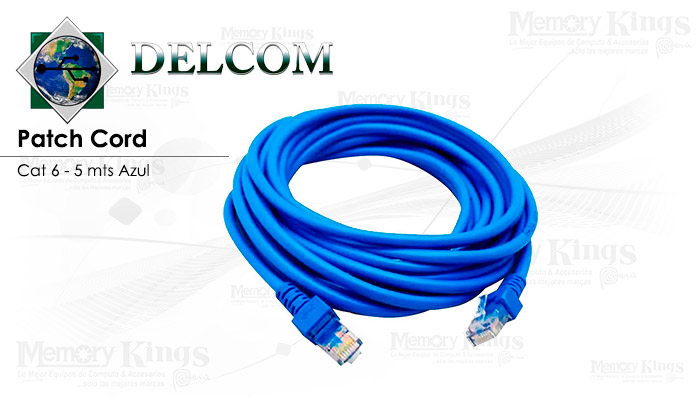 CABLE RED PATCH CORD DELCOM 5mt cat-6 Azul
