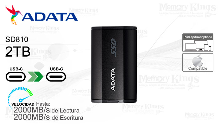 UNIDAD SSD USB-C|USB3.2 2TB ADATA SD810 BLACK