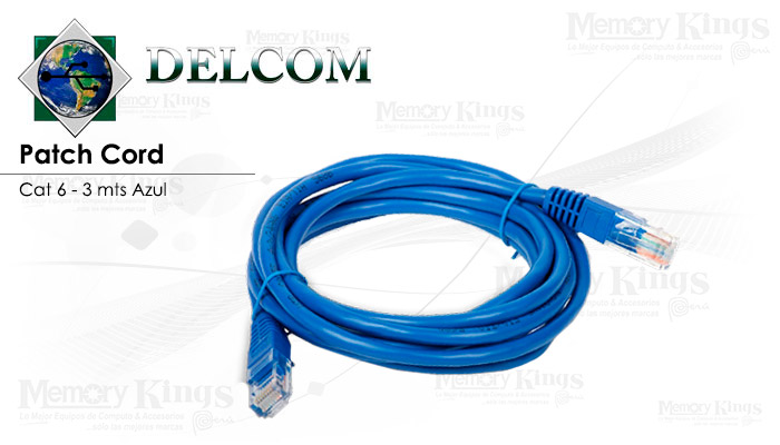 CABLE RED PATCH CORD DELCOM 3mt cat-6 Azul