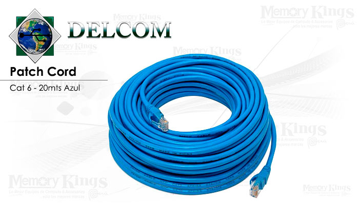 CABLE RED PATCH CORD DELCOM 20mt cat-6 Azul